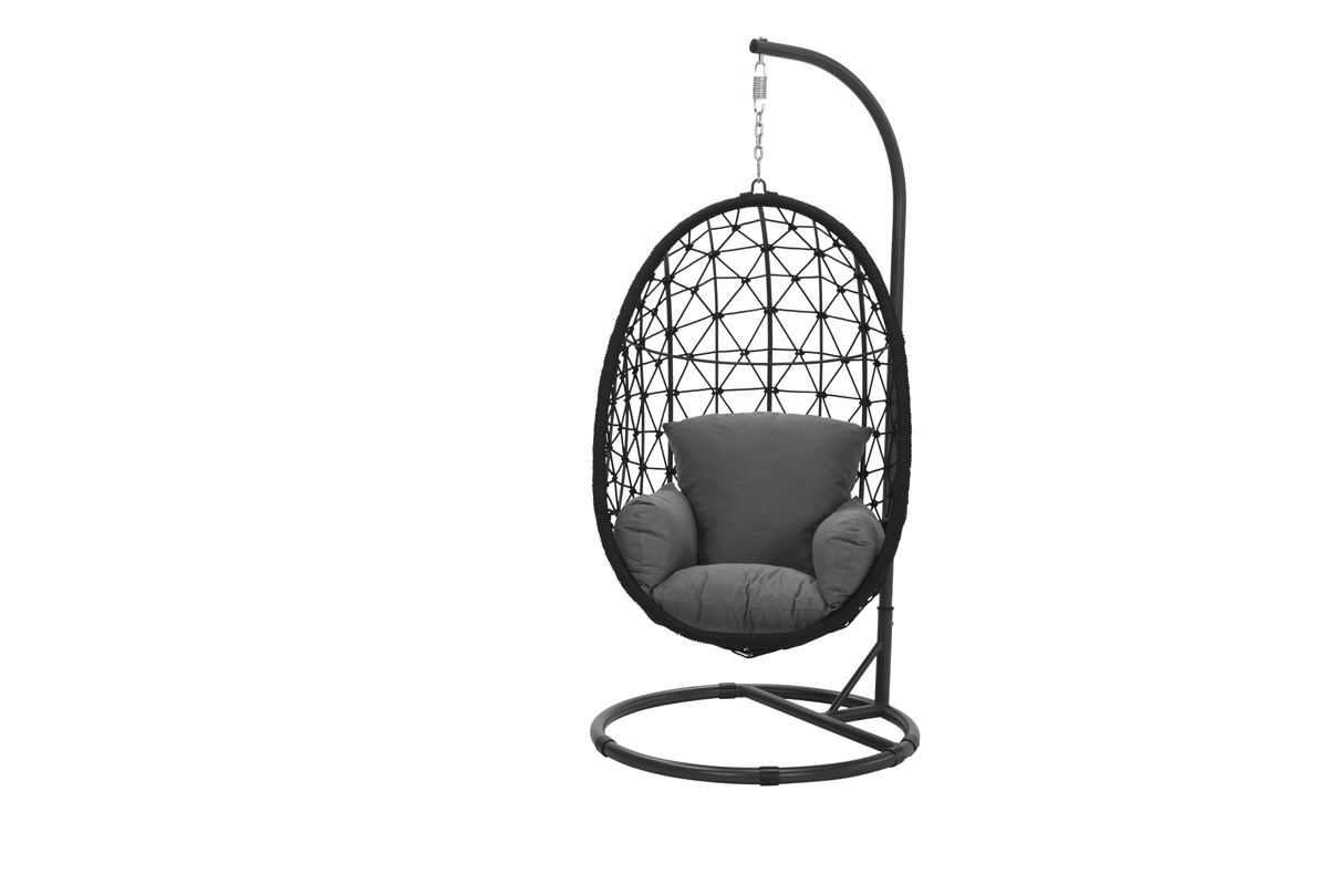 voor de helft intellectueel toevoegen aan Panama Swing Egg Chair zwart rope 10942GS - Garden Impressions